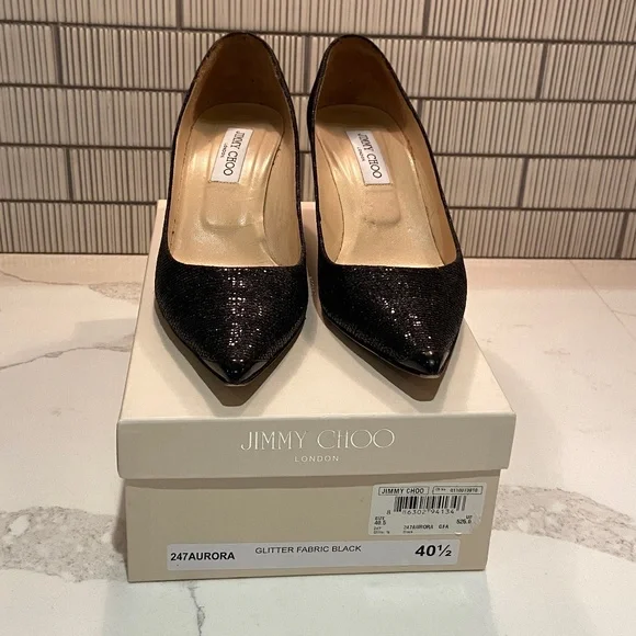Jimmy Choo Black Glitter Pumps- 40.5 - Picture 2 of 4